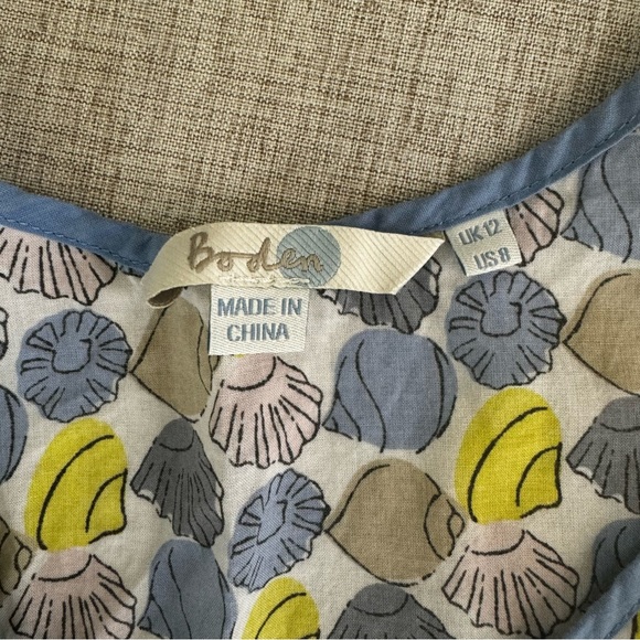 Boden Seashell graphic 100% cotton lightweight Print Tank Top Blouse 8 M Medium - Picture 3 of 12